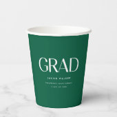 Minimalistic Dark Green Custom Graduation Party Papieren Bekers (Achterkant)