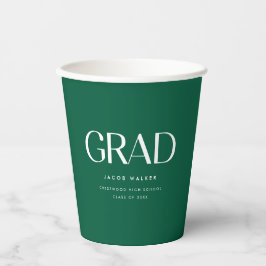 Minimalistic Dark Green Custom Graduation Party Papieren Bekers