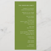 Minimalistic Dark Olive Green Wedding Ceremony Programmakaart (Achterkant)
