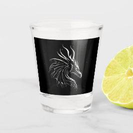 Minimalistic dragon, black and white shot glas