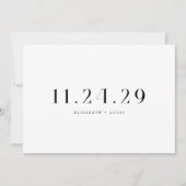 Minimalistic Elegant Black & White Wedding Date Bedankkaart (Voorkant)