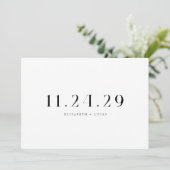 Minimalistic Elegant Black & White Wedding Date Bedankkaart (Staand voorkant)