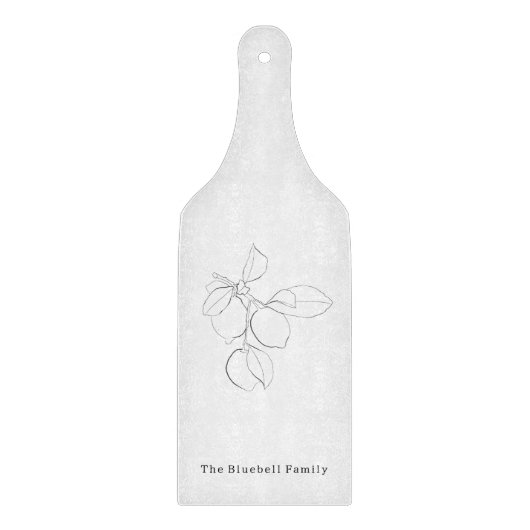 Minimalistic Elegant Farm Chic Lemons Lineart Snijplank (Voorkant)