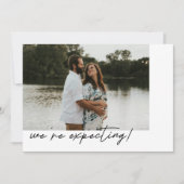 Minimalistic Elegant Script Photo Pregnancy Aankondiging (Voorkant)