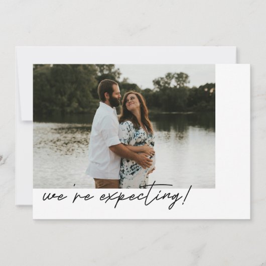 Minimalistic Elegant Script Photo Pregnancy Aankondiging (Voorkant)