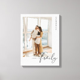 Minimalistic Family Name Script Custom Photo Canvas Afdruk