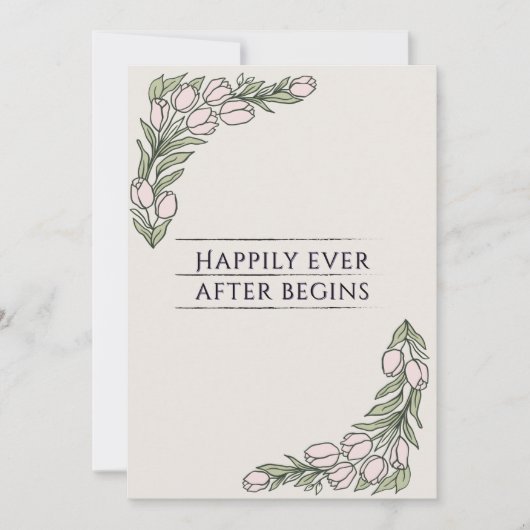 Minimalistic Floral Rustic Wedding Invite Kaart (Voorkant)