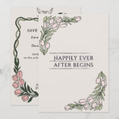 Minimalistic Floral Rustic Wedding Invite Kaart (Voorkant / Achterkant)