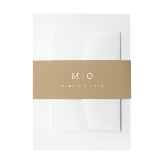 Minimalistic Gold Monogram Wedding Invitation Uitnodigingen Wikkel (Voorkant Voorbeeld)