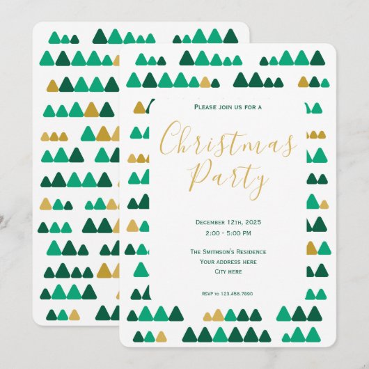 Minimalistic Green & Golden Woods Christmas 5"x7" Kaart (Voorkant / Achterkant)