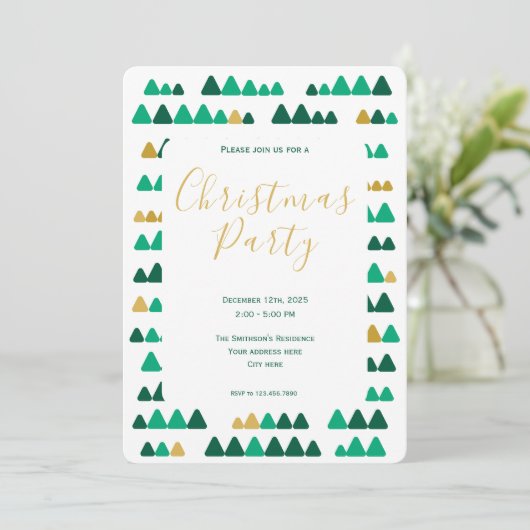 Minimalistic Green & Golden Woods Christmas 5"x7" Kaart (Staand voorkant)