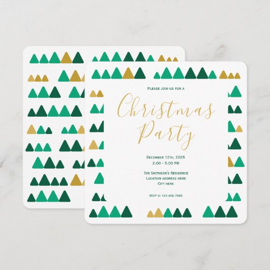 Minimalistic Green & Golden Woods Christmas Square Kaart (Voorkant / Achterkant)