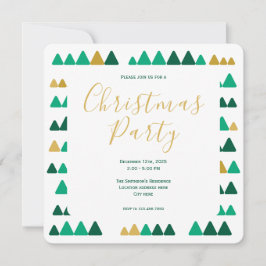 Minimalistic Green & Golden Woods Christmas Square Kaart