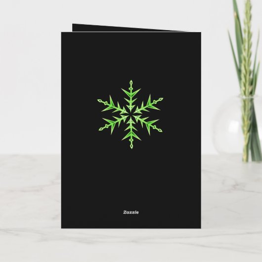 Minimalistic Green Snowflake Hand Drawn Art Kaart (Achterkant)