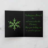 Minimalistic Green Snowflake Hand Drawn Art Kaart (Binnen)