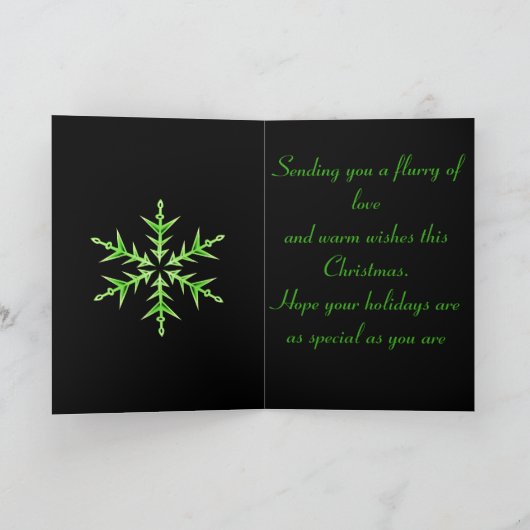 Minimalistic Green Snowflake Hand Drawn Art Kaart (Binnen)