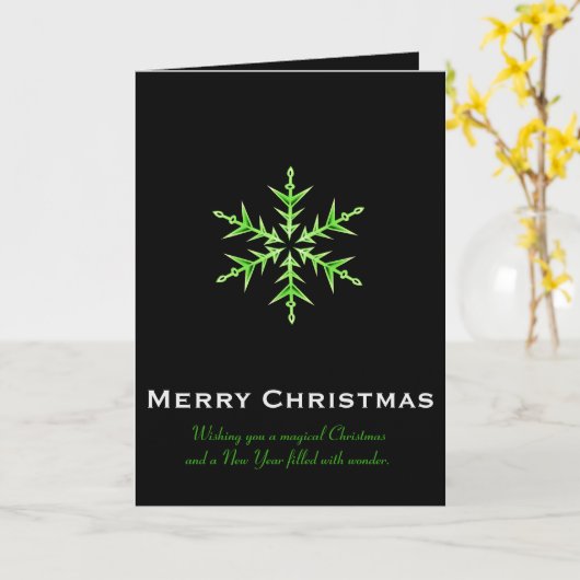 Minimalistic Green Snowflake Hand Drawn Art Kaart (Gele Bloem)