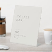 Minimalistic Ivory Coffee Bar Wedding Sign Reclamebord Met Voetstuk (Insitu)