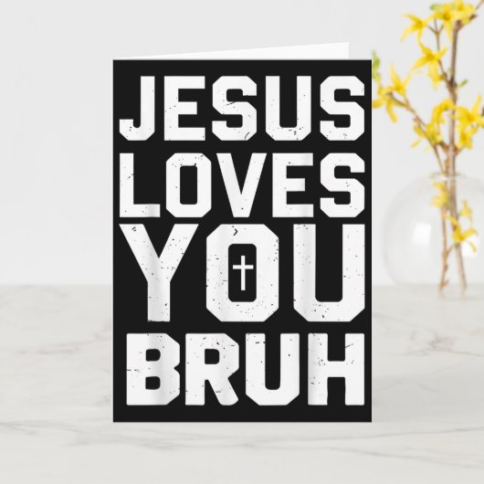Minimalistic Jesus Love You Bruh Funny Christian Y Kaart (Gele Bloem)