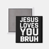 Minimalistic Jesus Love You Bruh Funny Christian Y Magneet (Voorkant / Achterkant)