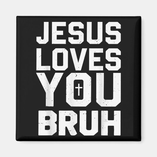 Minimalistic Jesus Love You Bruh Funny Christian Y Magneet (Voorkant)