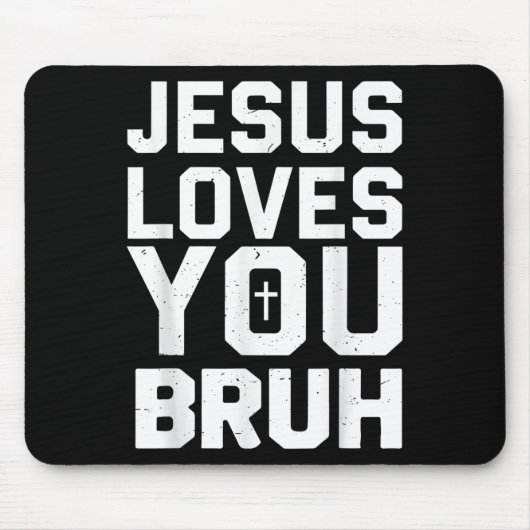 Minimalistic Jesus Love You Bruh Funny Christian Y Muismat (Voorkant)
