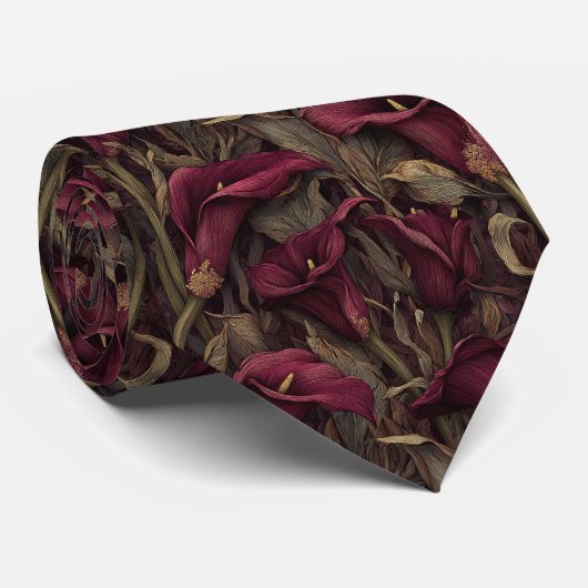 Minimalistic Mens Accessories Calla Lilies Floral Stropdas (Opgerold)