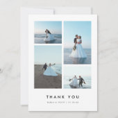 Minimalistic Modern 4-Photo Personalized Wedding Bedankkaart (Voorkant)