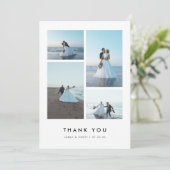 Minimalistic Modern 4-Photo Personalized Wedding Bedankkaart (Staand voorkant)