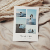 Minimalistic Modern 4-Photo Personalized Wedding Bedankkaart