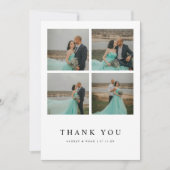 Minimalistic Modern 4-Photo Wedding Custom Bedankkaart (Voorkant)