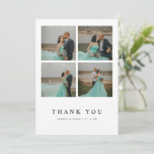 Minimalistic Modern 4-Photo Wedding Custom Bedankkaart (Staand voorkant)