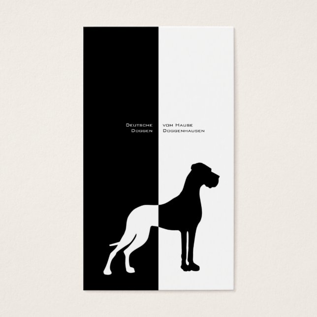 Minimalistic Modern Black White Great Dane Visitekaartje (Voorkant)