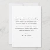 Minimalistic Modern Custom Wedding Photo Bedankkaart (Achterkant)