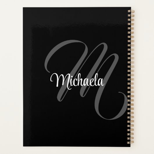 Minimalistic modern monogram initial name planner (Achterkant)