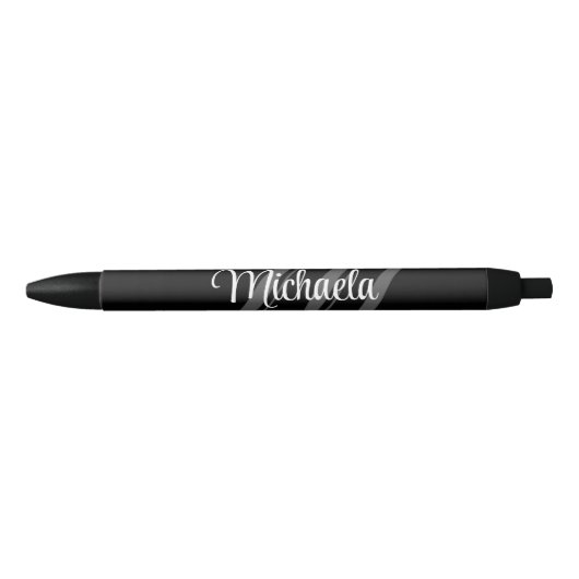 Minimalistic modern monogram initial name zwarte inkt pen (Voorkant)
