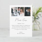 Minimalistic Modern Script 3-Photo Wedding Bedankkaart (Staand voorkant)