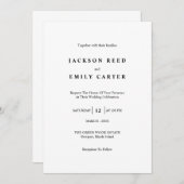 Minimalistic Modern Wedding Invitation Card Kaart (Voorkant / Achterkant)