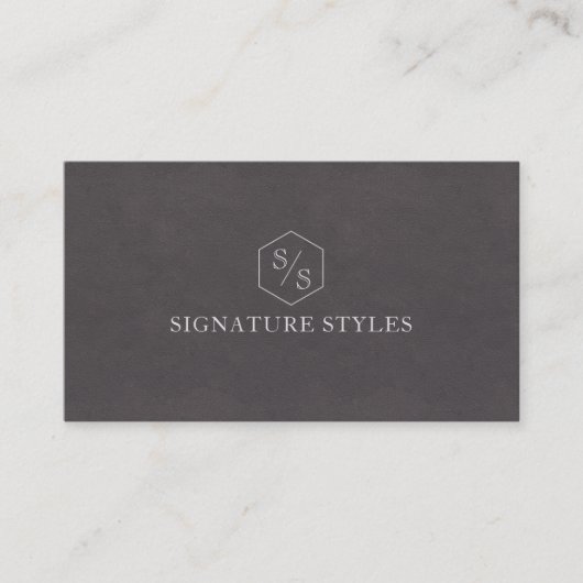 Minimalistic Monogram | Charcoal Gray Visitekaartje (Voorkant)