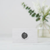 Minimalistic Monogram | White Pinstripe Business C Visitekaartje (Staand voorkant)