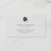 Minimalistic Monogram | White Pinstripe Business C Visitekaartje (Achterkant)