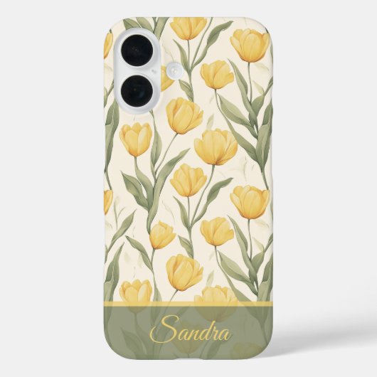 Minimalistic Newlywed Gift Tulip Flower Name Case-Mate iPhone Case (Achterkant)
