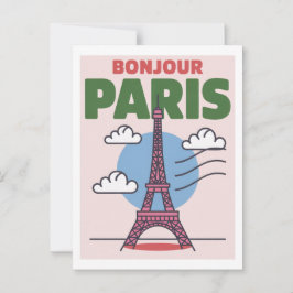 Minimalistic Paris Iconic Eiffel Tower French City Briefkaart