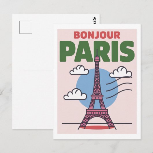 Minimalistic Paris Iconic Eiffel Tower French City Briefkaart (Voorkant / Achterkant)