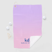 Minimalistic Purple &  Pink Gradient Monogram Golfhanddoek (Insitu)