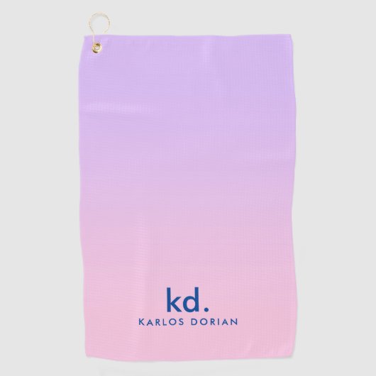 Minimalistic Purple &  Pink Gradient Monogram Golfhanddoek (Voorkant)