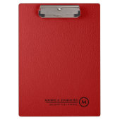 Minimalistic Red Leather Personalized Text Klembord (Voorkant)
