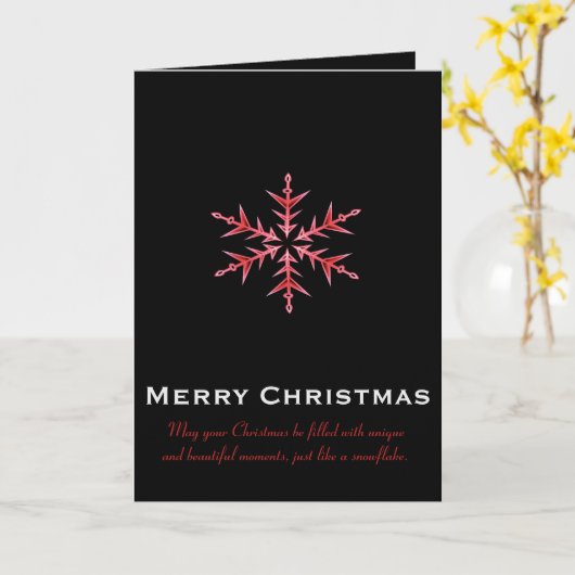 Minimalistic Red Snowflake Hand Drawn Art Kaart (Gele Bloem)