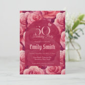 Minimalistic Rose Floral 50Th Birthday Kaart (Staand voorkant)