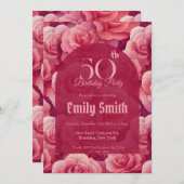 Minimalistic Rose Floral 50Th Birthday Kaart (Voorkant / Achterkant)